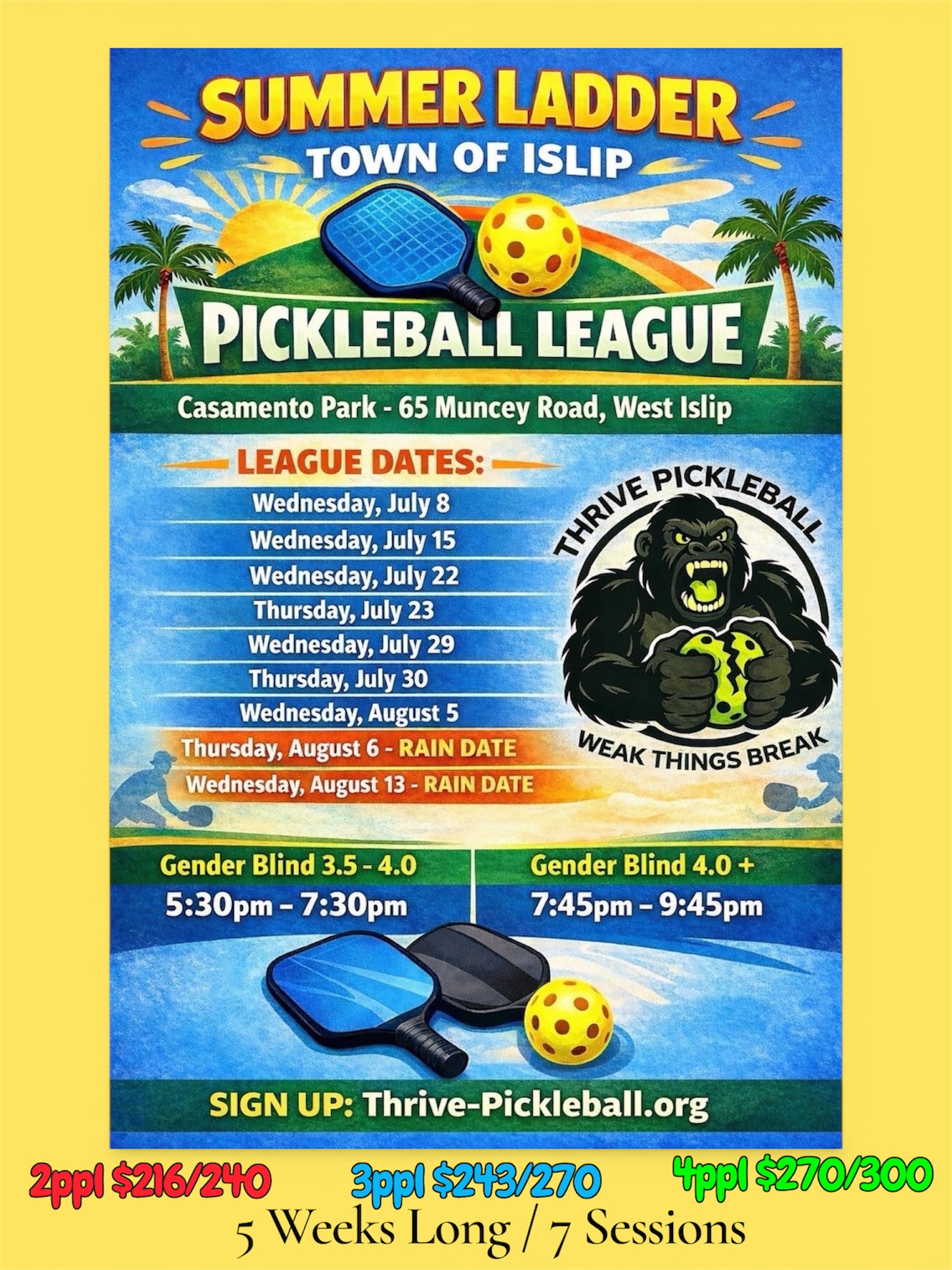 SUMMER LADDER TOWN OF ISLIP PICKLEBALL LEAGUE