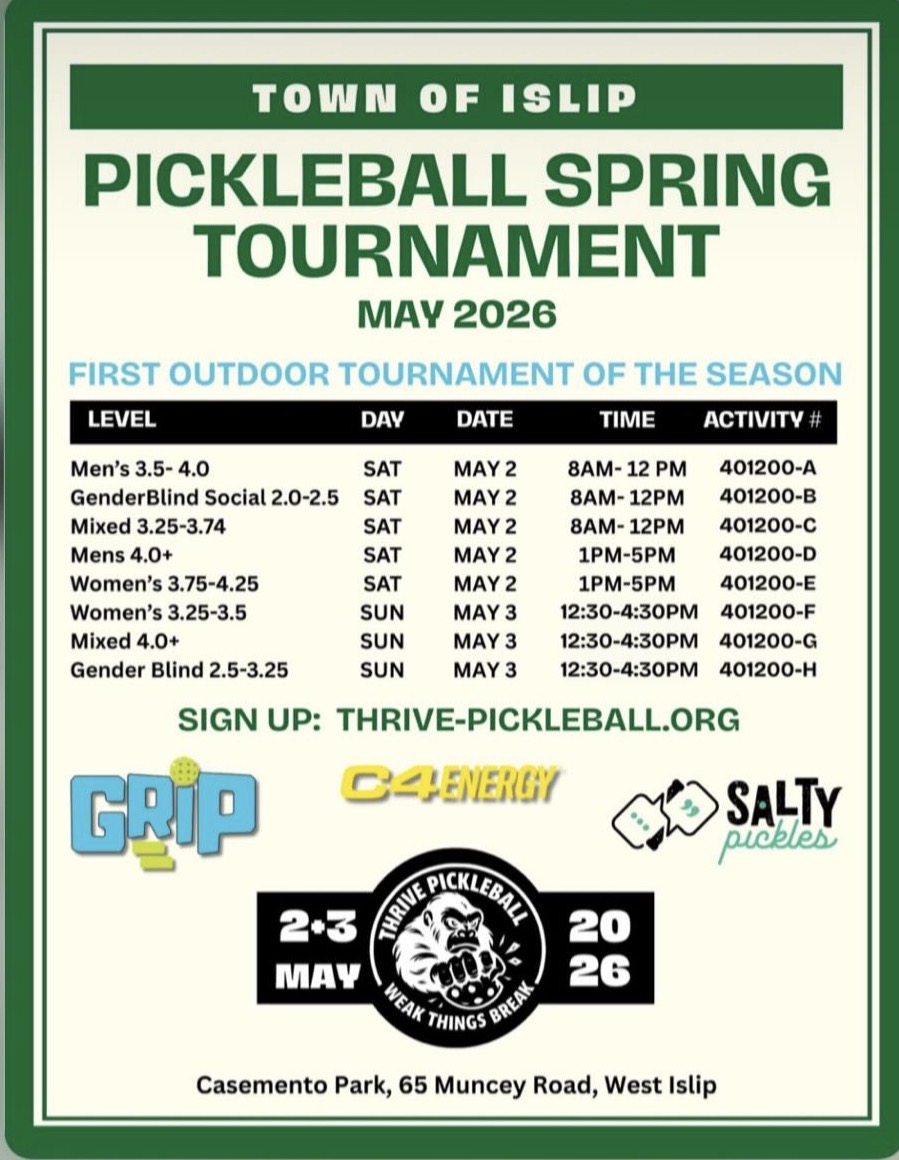 TOWN OF ISLIP PICKLEBALL SPRING TOURNAMENT