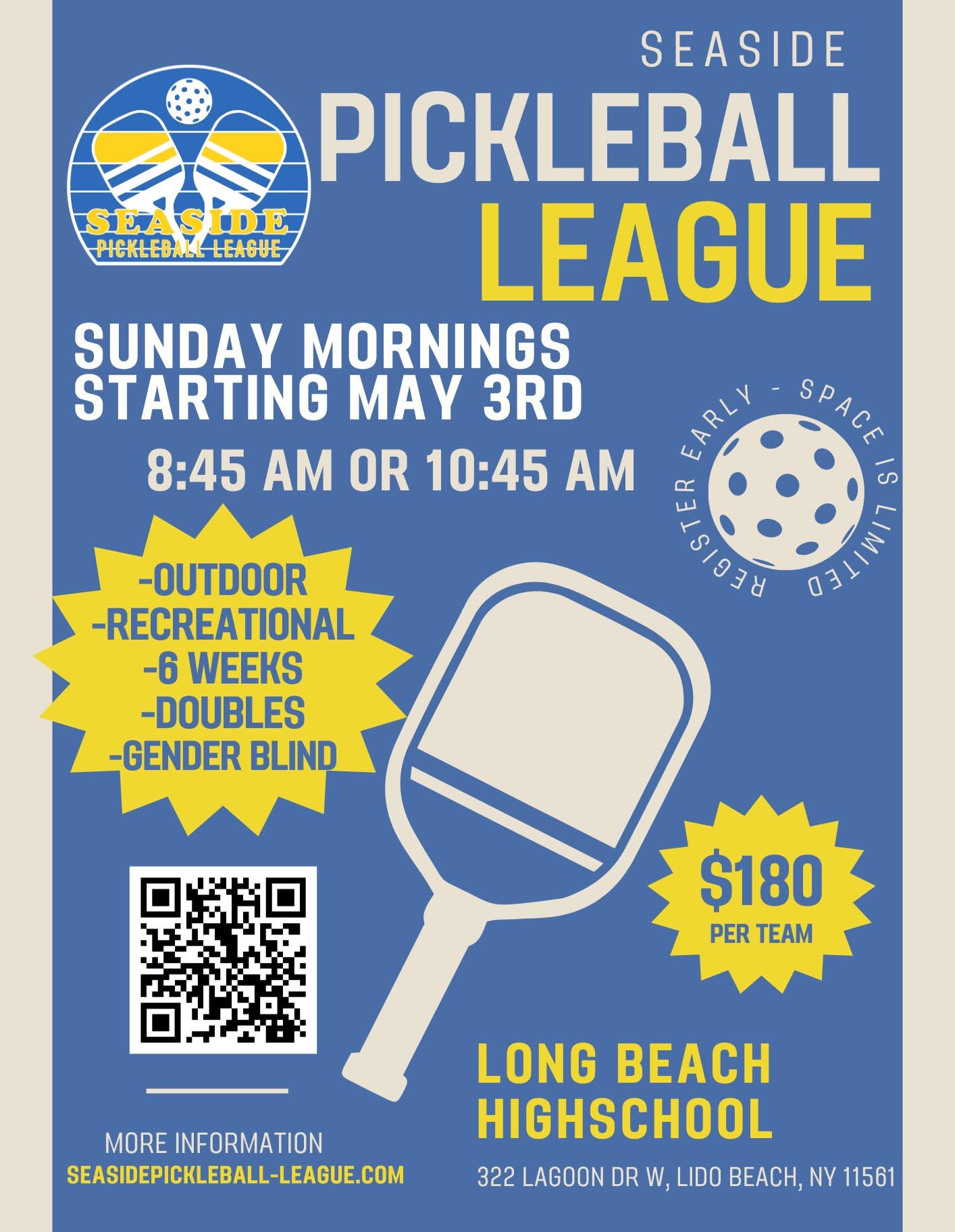 SEASIDE PICKLEBALL LEAGUE flyer