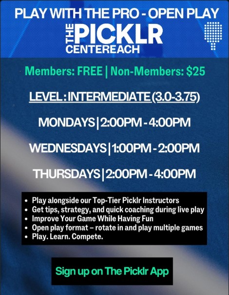 PLAY WITH THE PRO - OPEN PLAY flyer