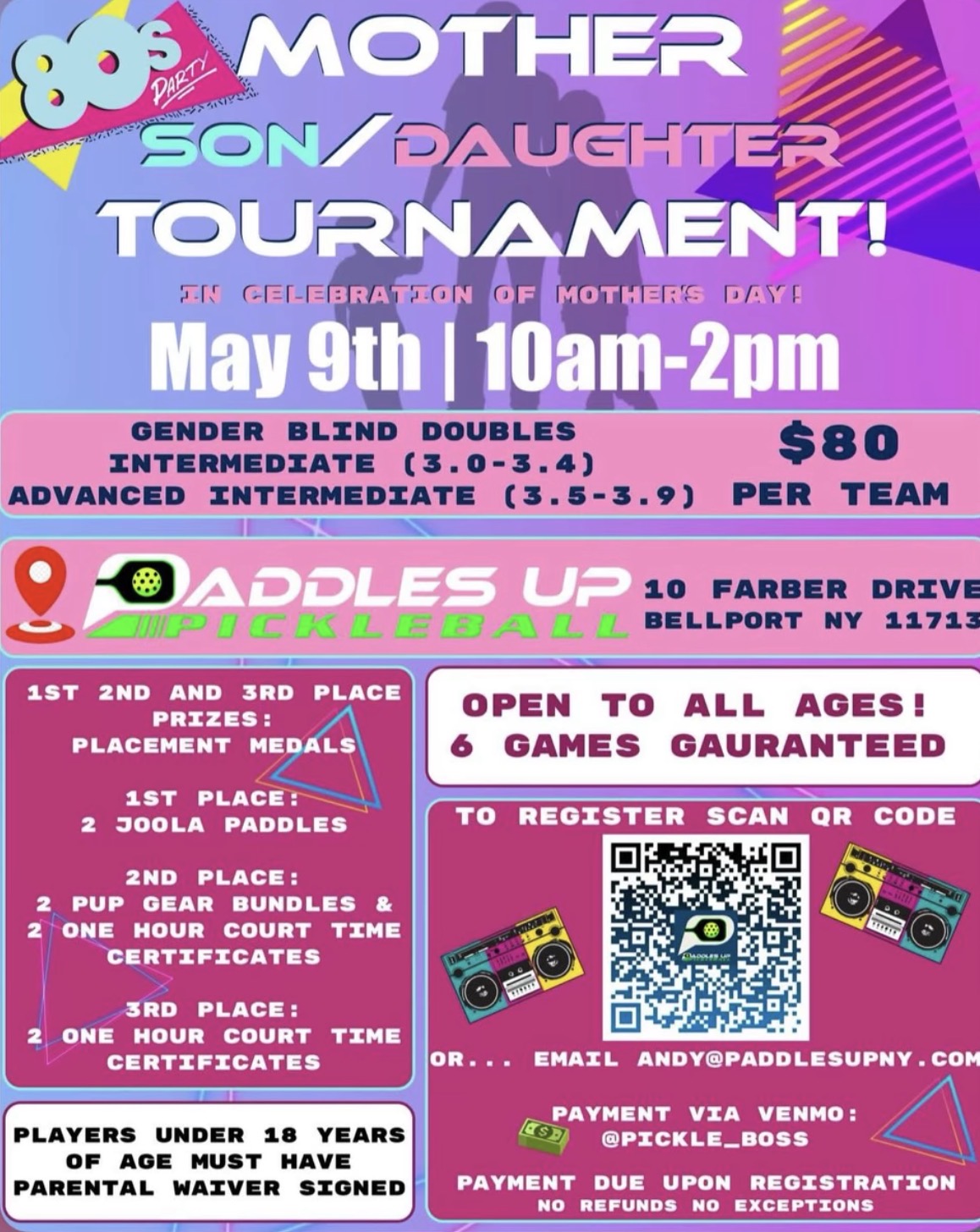 80s Party Mother Son/Daughter Tournament!