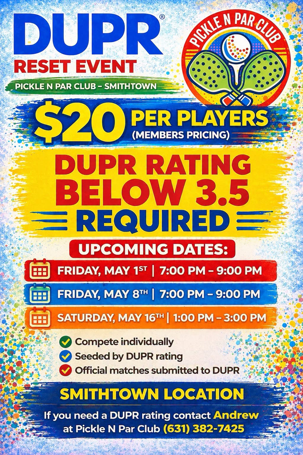 DUPR Reset Event - May 1st