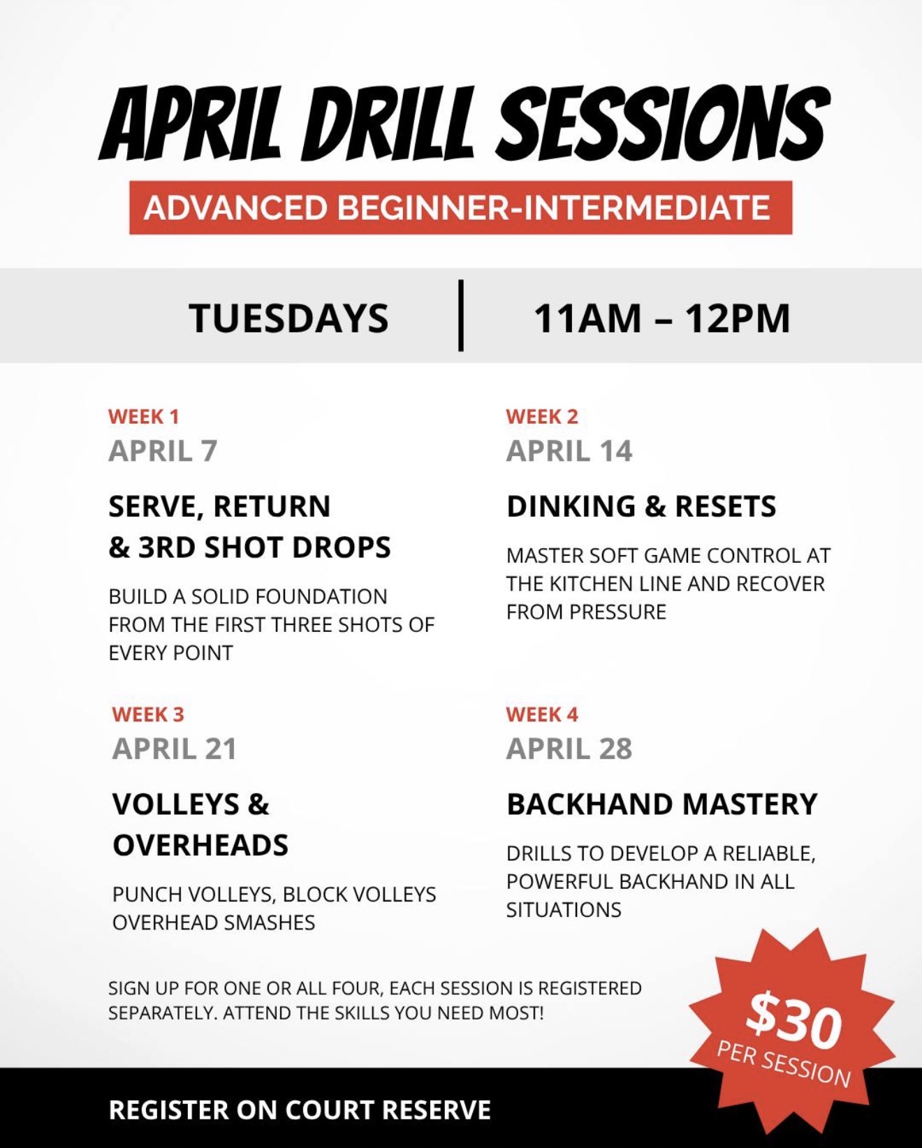 April Drill Session: Backhand Mastery